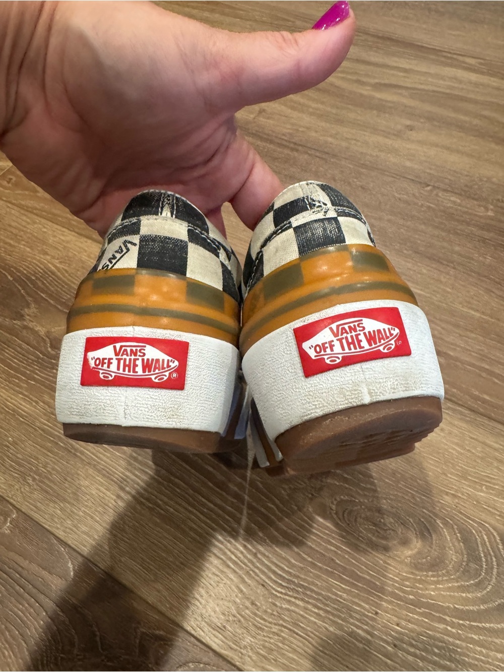 Vans Checkerboard Stacked Slip-On Platform Sneakers black & white Gum women’s 5 - Picture 6 of 9